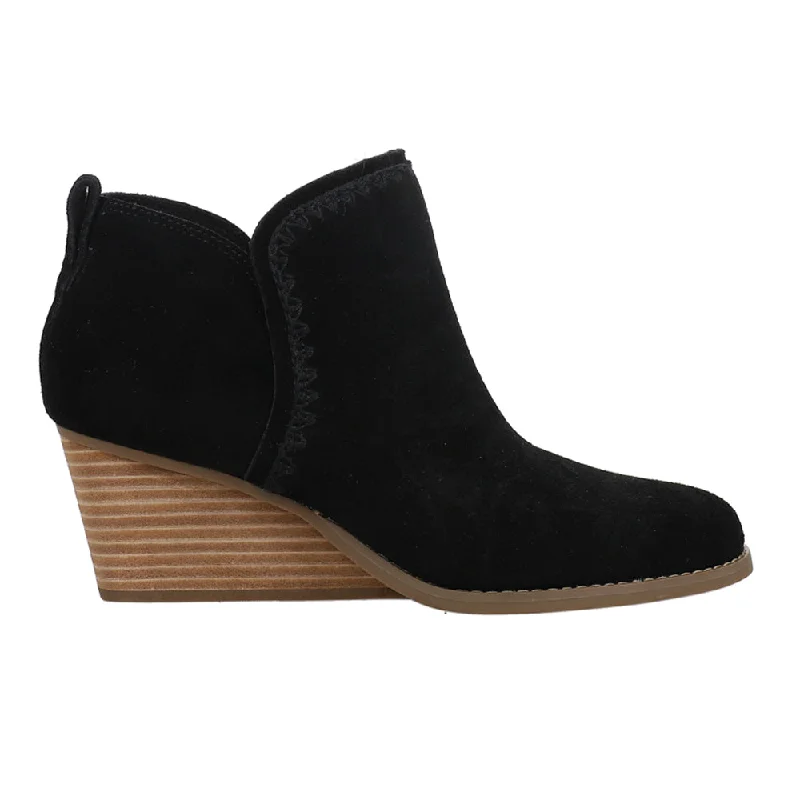 women’s leather ankle boots -Kaia Round Toe Wedge Booties