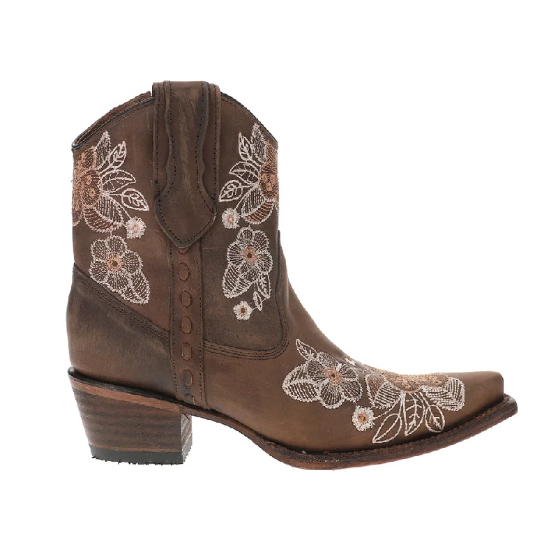 Floral Embroidered Snip Toe Cowboy Booties