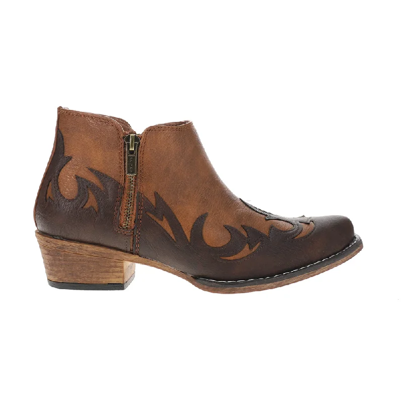 Lorene Tooled Inlay Snip Toe Cowboy Booties