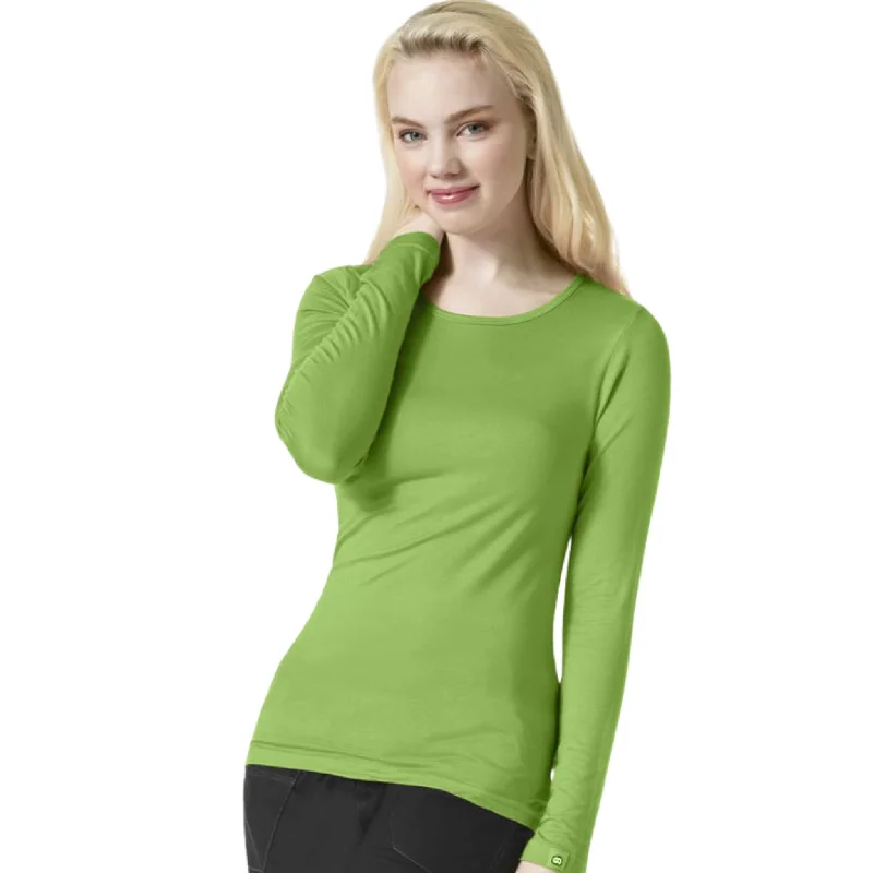 WonderWink Women's Silky Long Sleeve Top - Green Apple