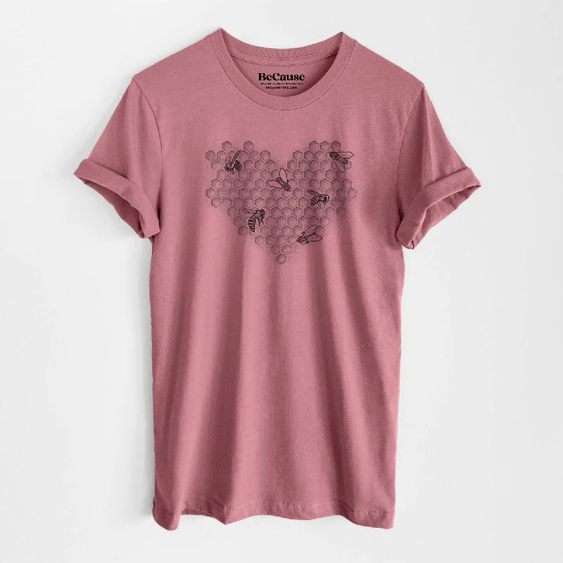 Honeycomb Heart with Bees - Lightweight 100% Cotton Unisex Crewneck