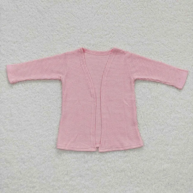 pink color long sleeved cardigan top GT0249