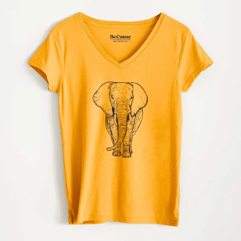 Loxodonta africana - African Elephant - Women's 100% Recycled V-neck