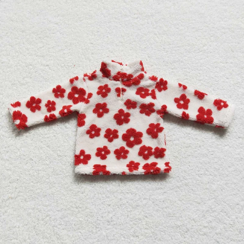 red flower long sleeved cardigan top