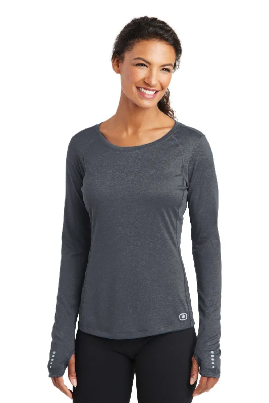 Ogio Womens Endurance Pulse Jersey Moisture Wicking Long Sleeve Crewneck T-Shirt - Gear Grey