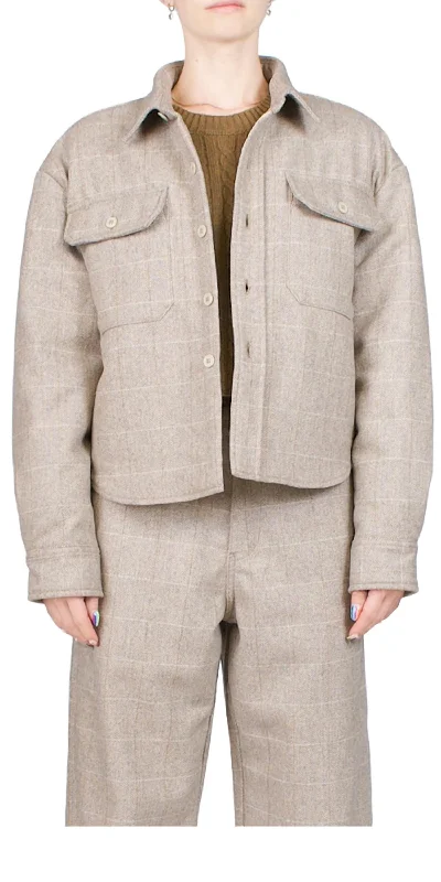 Shrunken Cpo Jacket In Tan Herringbone