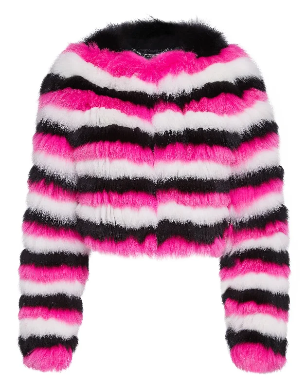 Fur Coat Short Stripes