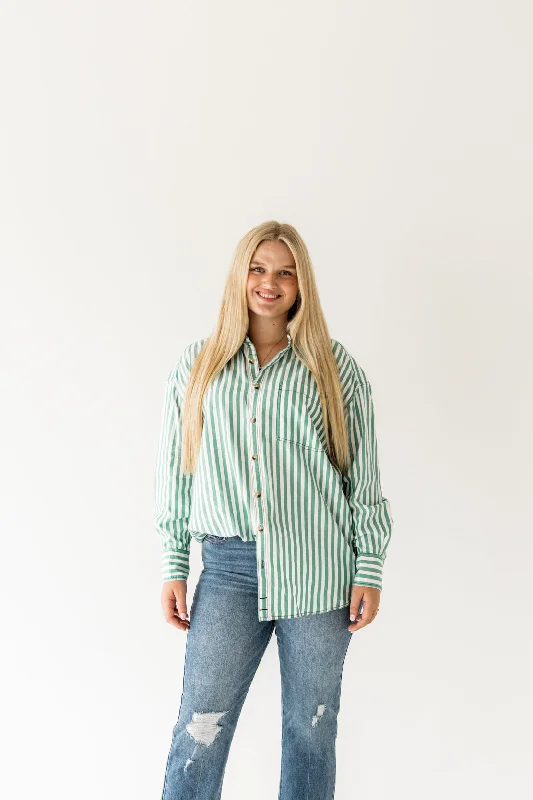 We The Free Freddie Striped Shirt | French Green Combo