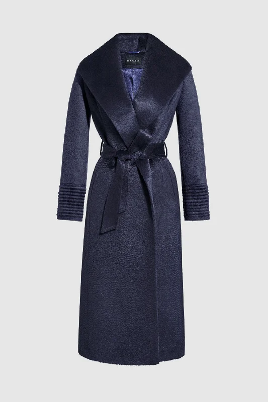 Suri Alpaca Long Shawl Collar Wrap Coat