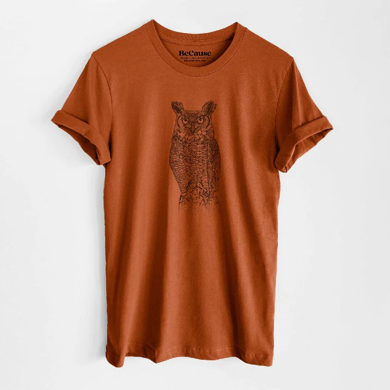 Bubo virginianus - Great Horned Owl - Lightweight 100% Cotton Unisex Crewneck