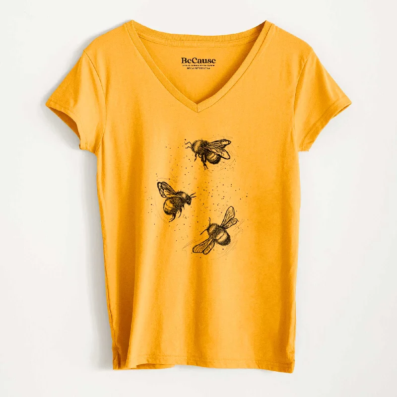 American Bumblebee Trio - Bombus Pensylvanicus - Women's 100% Recycled V-neck