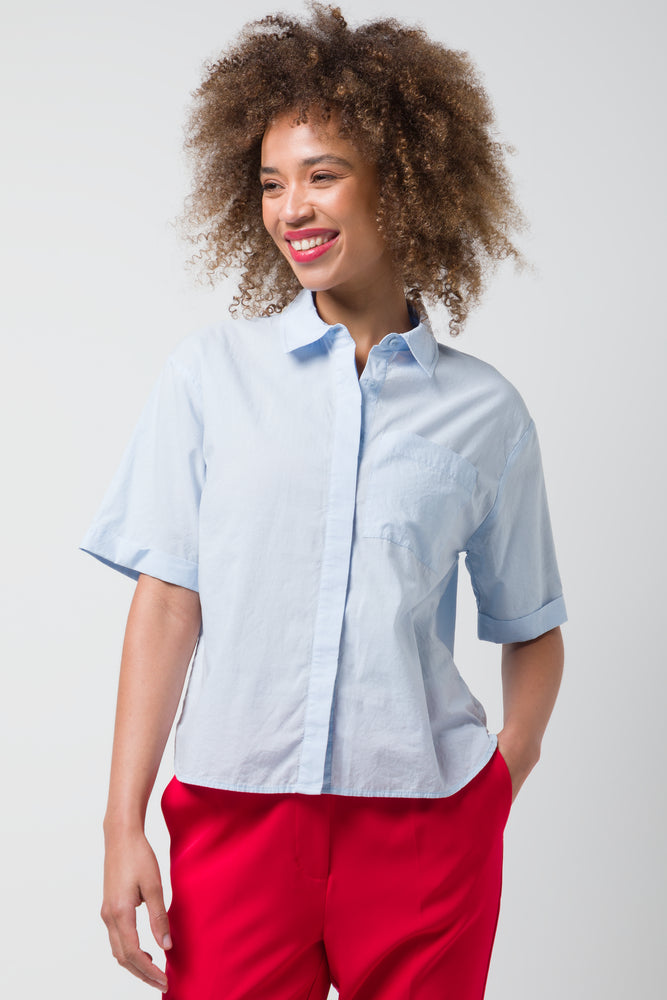 One Pocket Voile Shirt Mid Blue