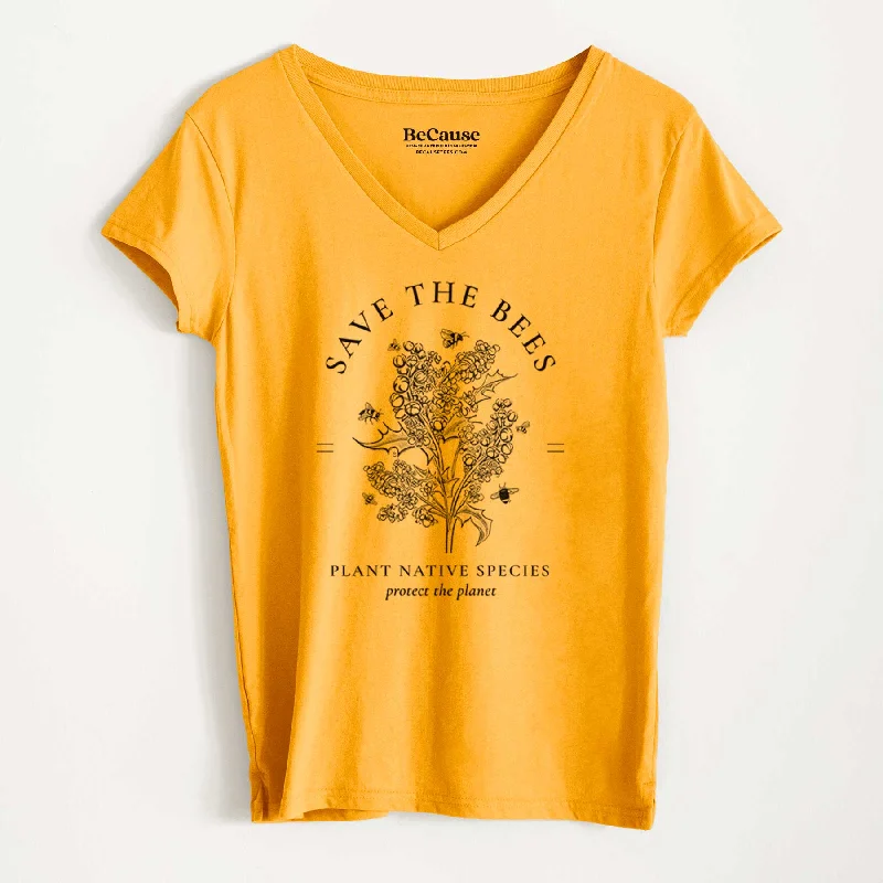 Save the Bees - Plant Native Species - Women's 100% Recycled V-neck