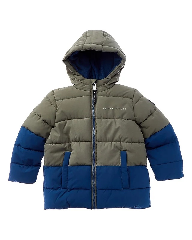 Perry Ellis 2-Tone Block Ripstop Puffer Jacket