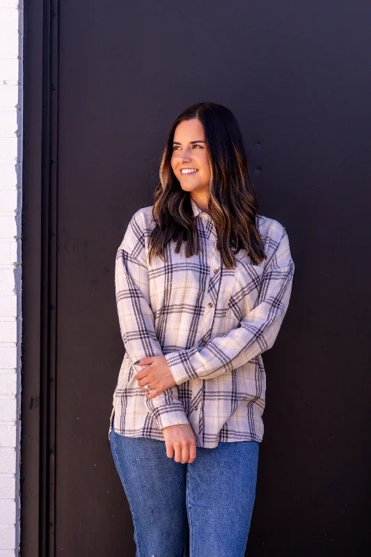 Alessia Oversized Flannel | Grey