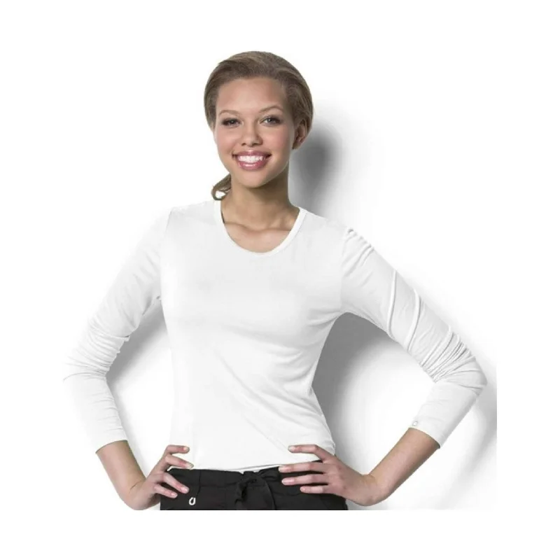 WonderWink Women's Silky Long Sleeve Tee - White