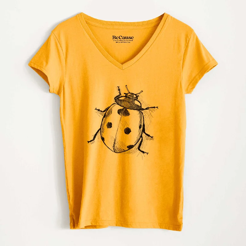 Coccinella septempunctata - Seven-spot Ladybird Ladybug - Women's 100% Recycled V-neck