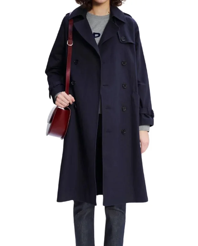 Greta Trench Coat In Dark Navy