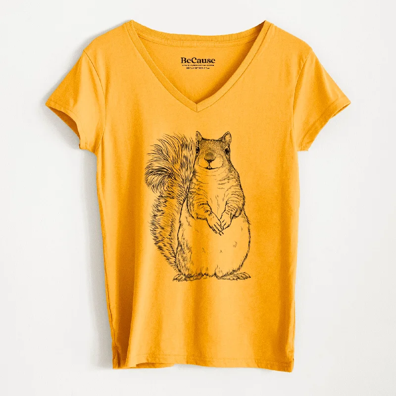 Western Grey Squirrel - Sciurus griseus - Women's 100% Recycled V-neck