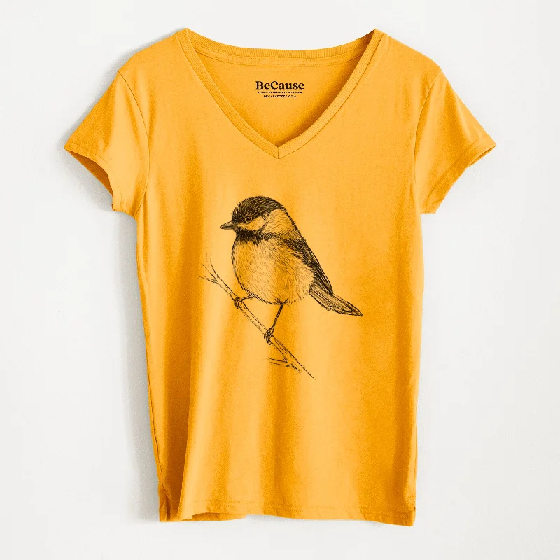 Black-capped Chickadee - Poecile atricapillus - Women's 100% Recycled V-neck