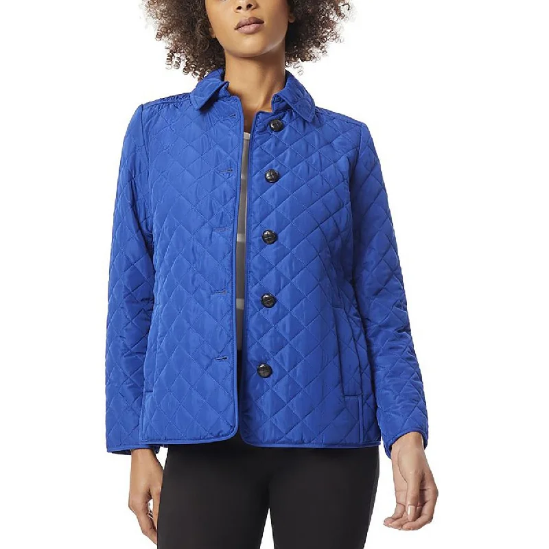 Jones New York Womens Button Long Sleeves Quilted Coat