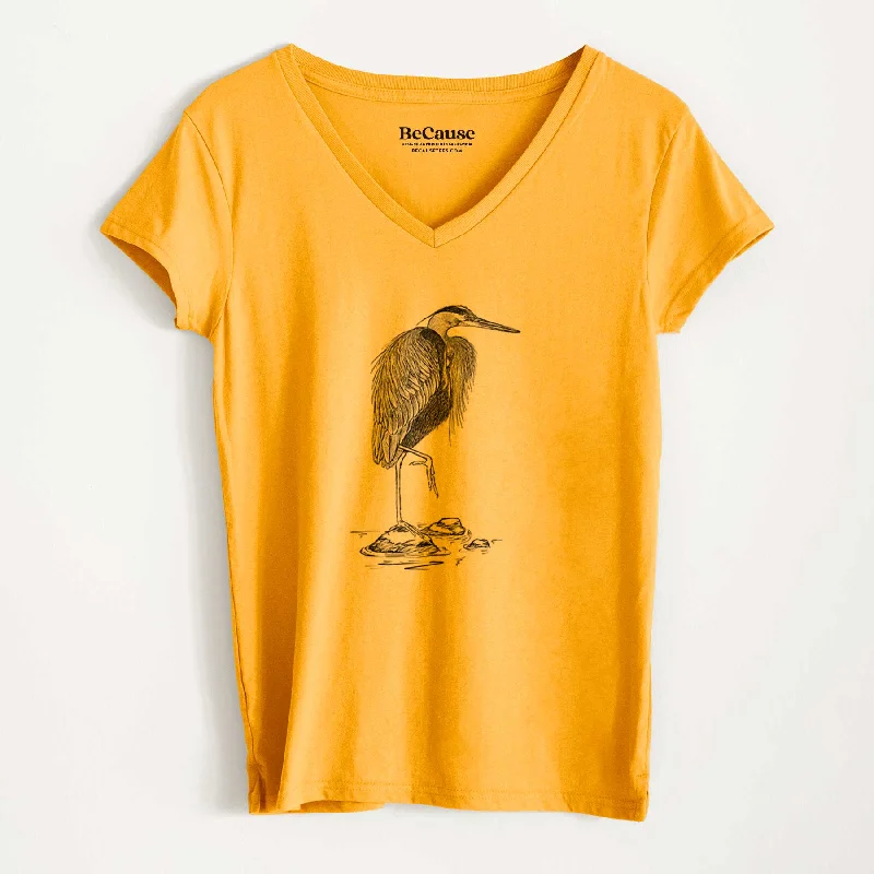 Ardea herodias - Great Blue Heron - Women's 100% Recycled V-neck