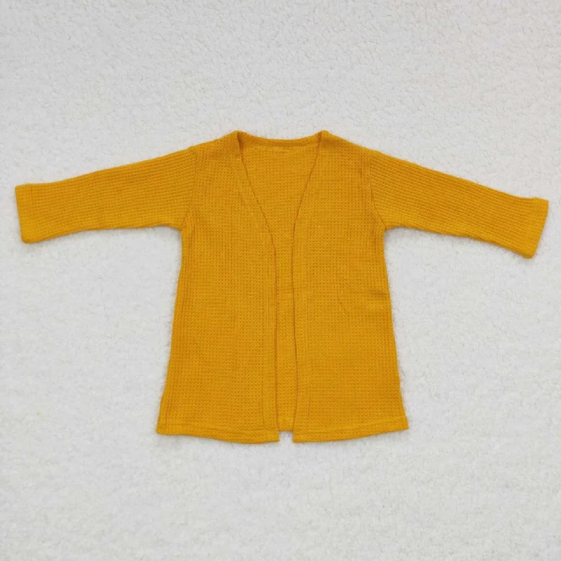 yellow color long sleeved cardigan top GT0246