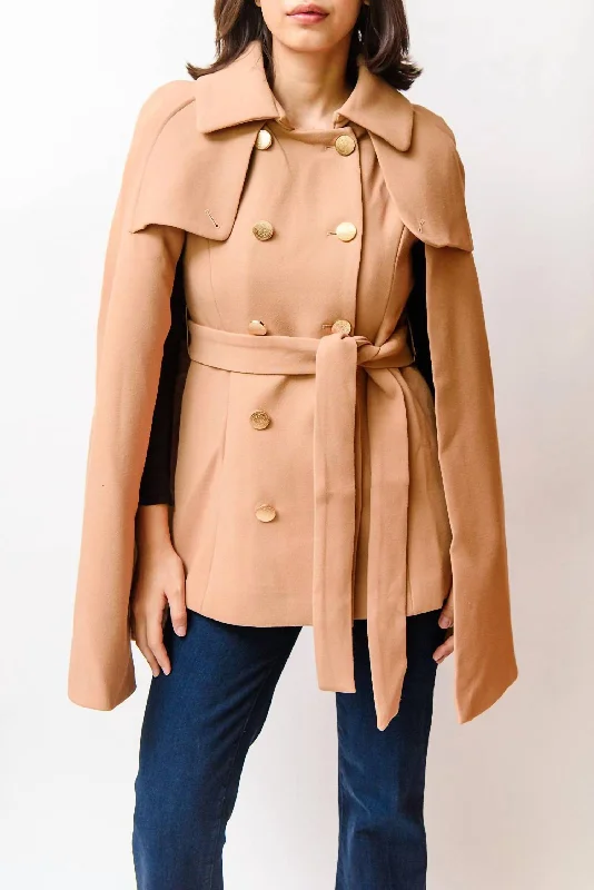 Zosia Cape Coat In Brown