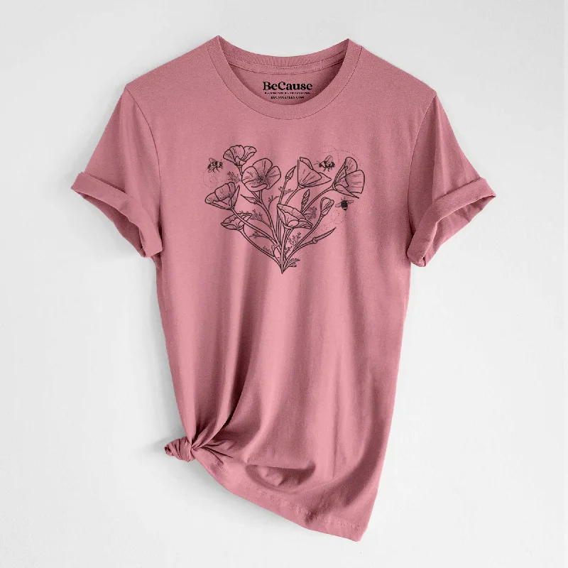 California Poppy Heart - Lightweight 100% Cotton Unisex Crewneck