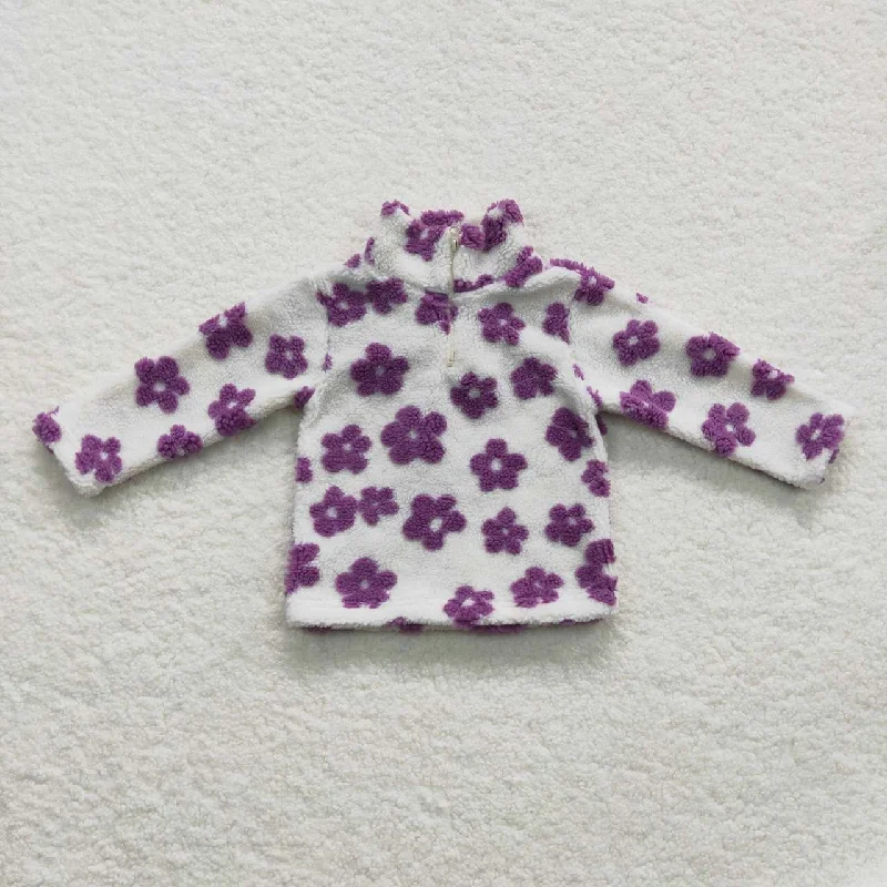 purple flower long sleeved cardigan top