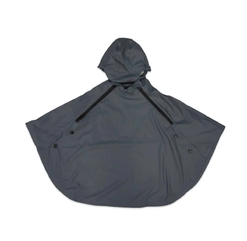 Boy's Summer Rain Poncho & Rain Bag Set In Charcoal