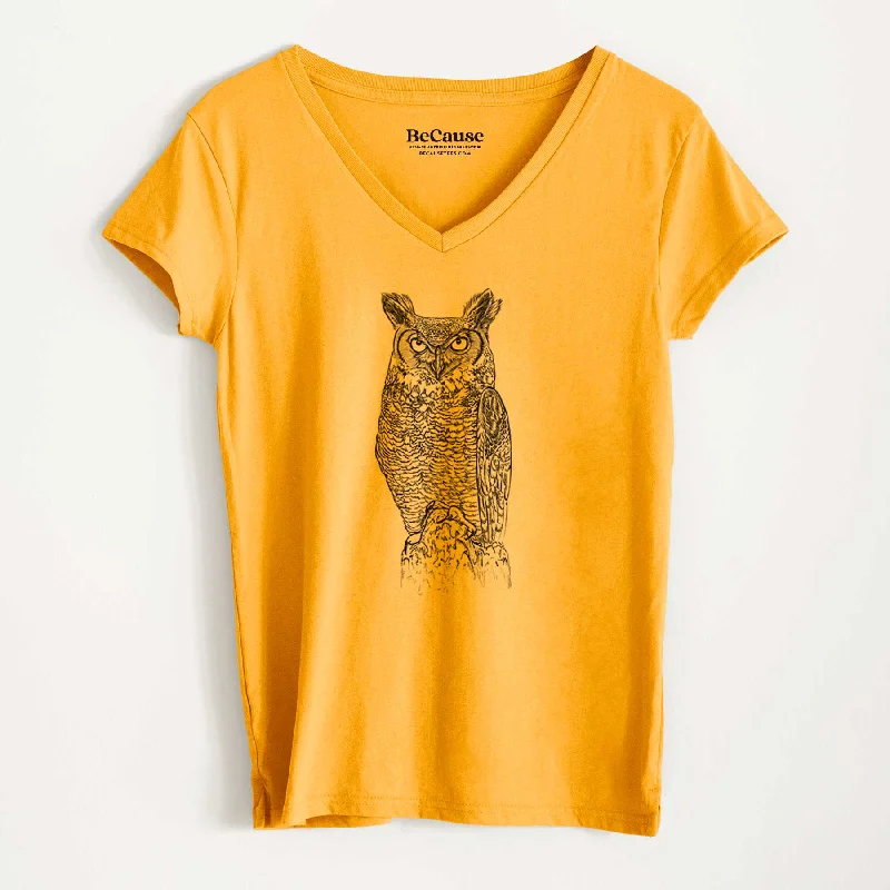 Bubo virginianus - Great Horned Owl - Women's 100% Recycled V-neck