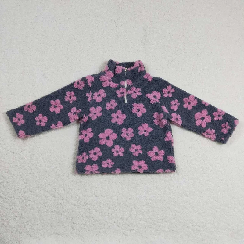 pink flower long sleeved cardigan top