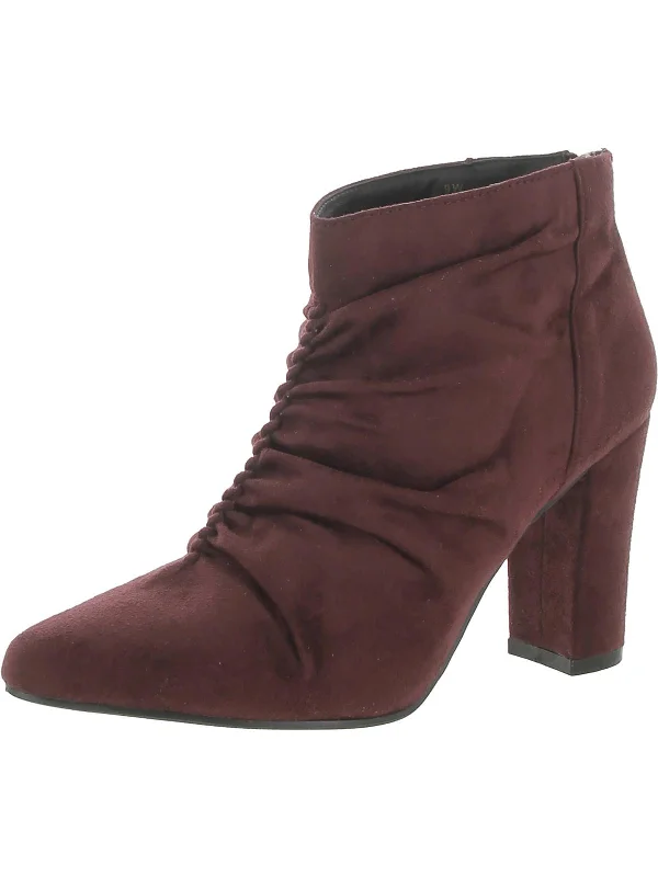 Kristen Womens Faux Suede Pointed Toe Ankle Boots