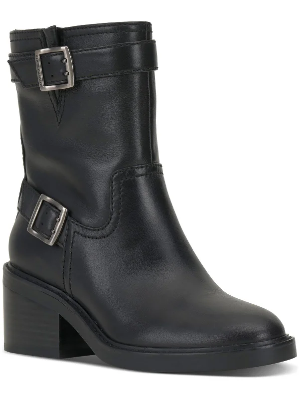 Vergila Womens Leather Ankle Motorcycle Boots