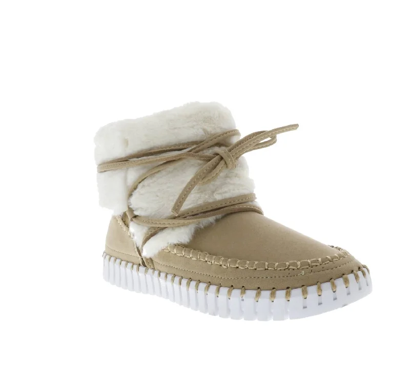 Women's Faux Fur Boots In Latte