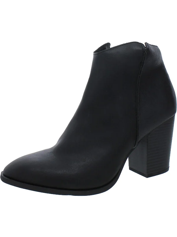 Womens Faux Leather Zipper Booties