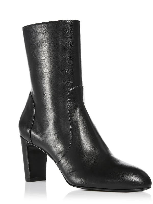 Womens Leather Mid-Calf Booties