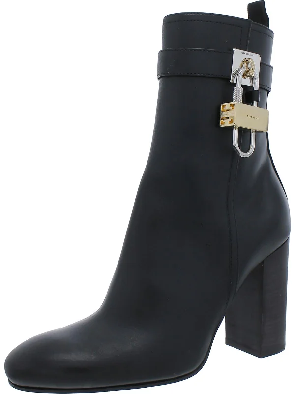 Womens Leather Zipper Ankle Boots