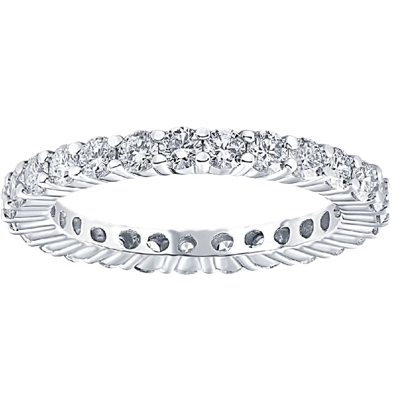 1 1/3CT Diamond Eternity Wedding Ring 14K White Gold