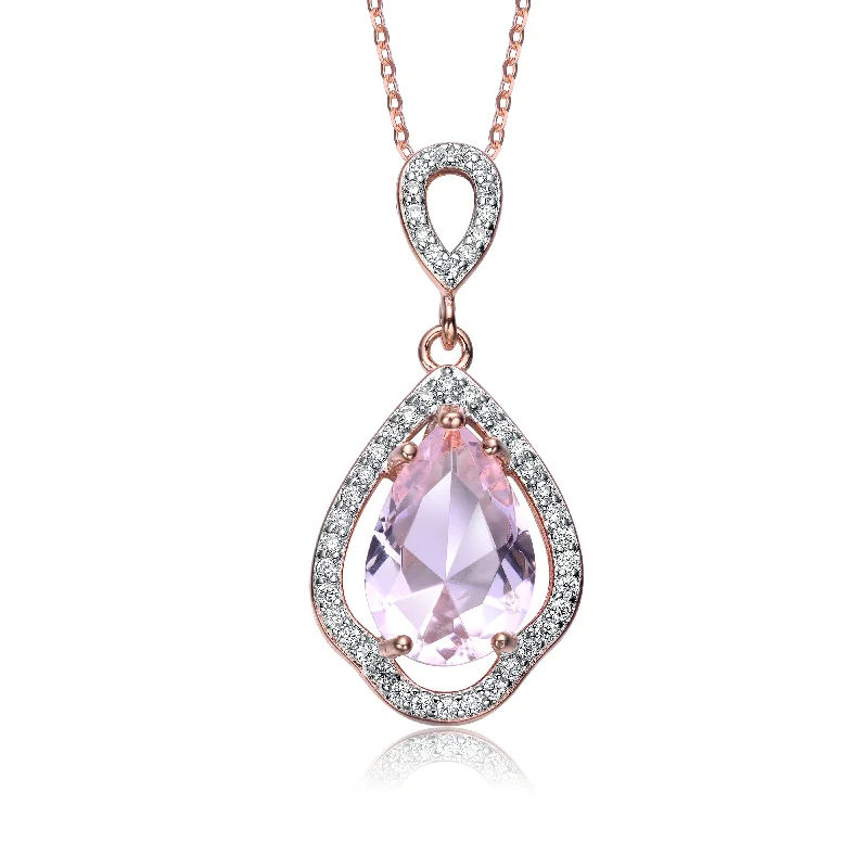 Juliette Light Purple Halo Teardrop Pendant