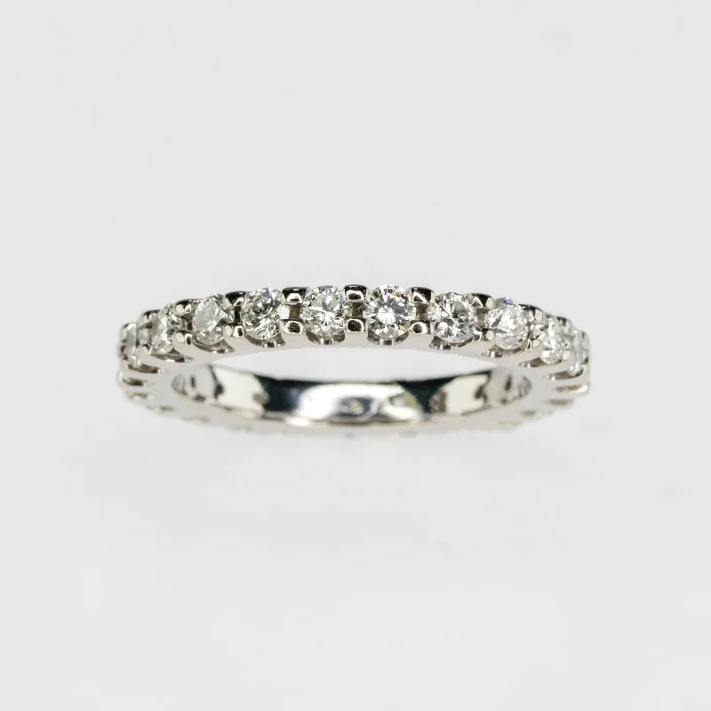 14K White Gold 1.10ctw Round Diamond Eternity Wedding Band Ring Size 5