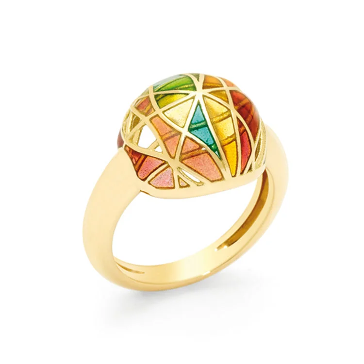 Yellow Gold and Fired Enamel Dome Ring - "Pride of Bagués"