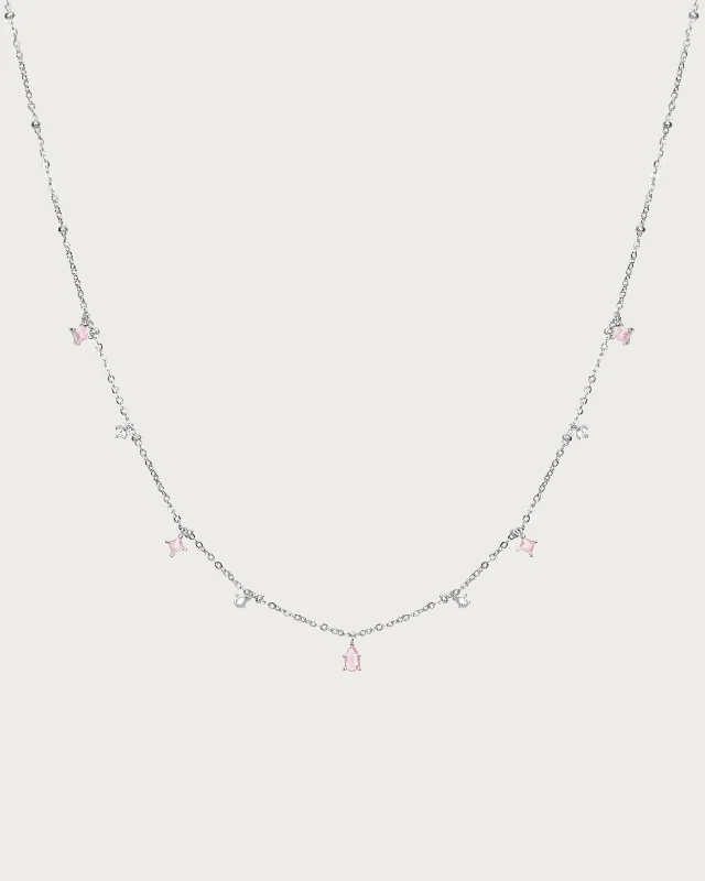 Silver Elysee Necklace in Pink