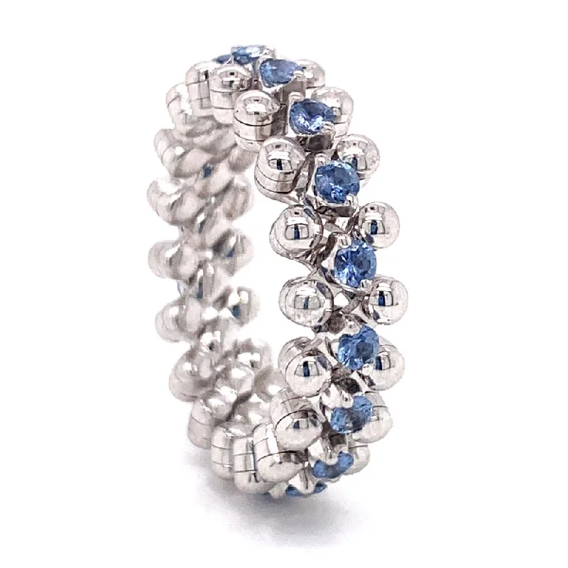 Exclusive Montana Yogo Sapphire & 18K White Gold Single Row Expandable Ring