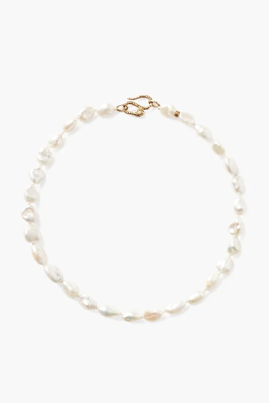 Keshi Pearl Cobra Necklace White