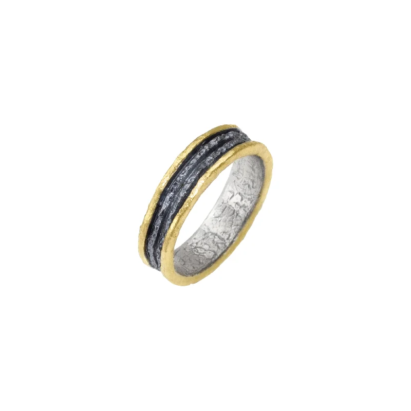 Apostolos Men's Ring with Gold Edges