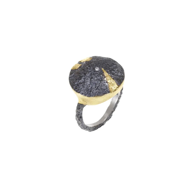 Apostolos Domed Top Ring with Diamond and 18k Gold Highlights