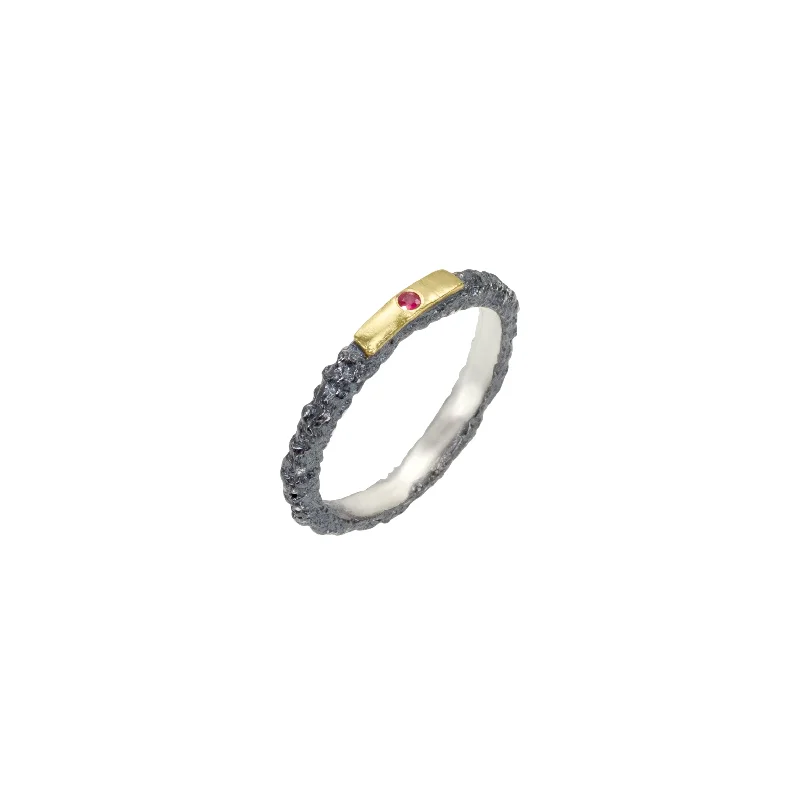 Apostolos Ring with Ruby Flush-set