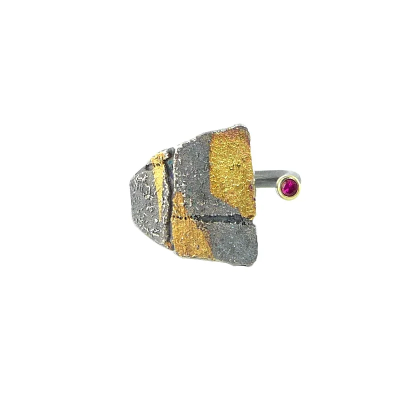 Small Bedrock Gold Wrap Ruby Ring